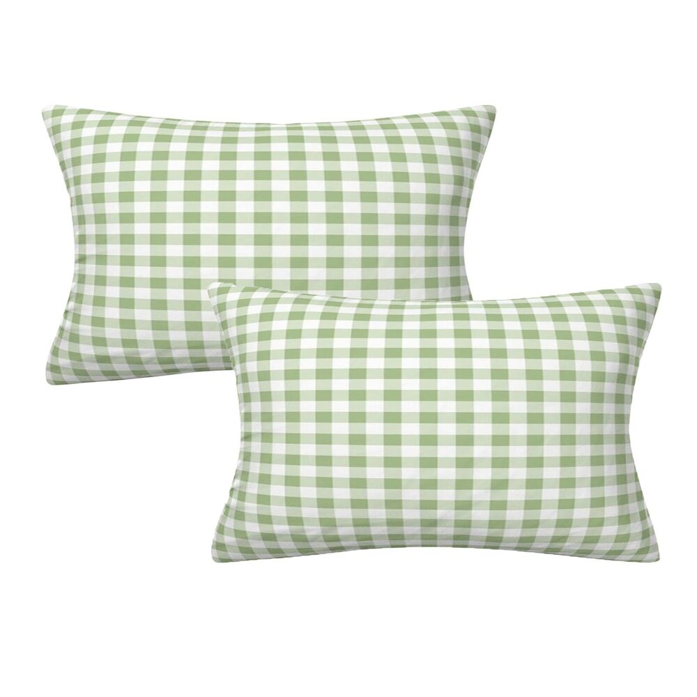 1552 Green and White Buffalo Check Plaid Throw Pillows Cover Spring